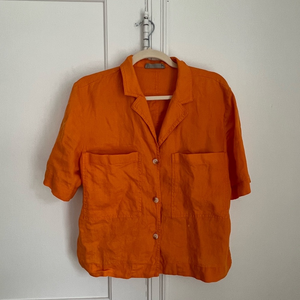 Everlane Orange Linen Shirt